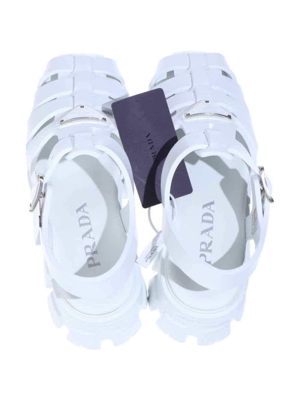 ★SOLD★ Prada Monolith Ruba Sandals White Leather Shoes - Picture 4 of 6
